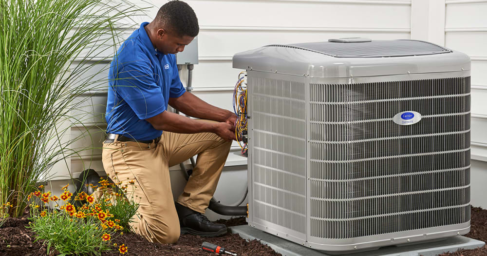 Outdoor AC unit on home exterior